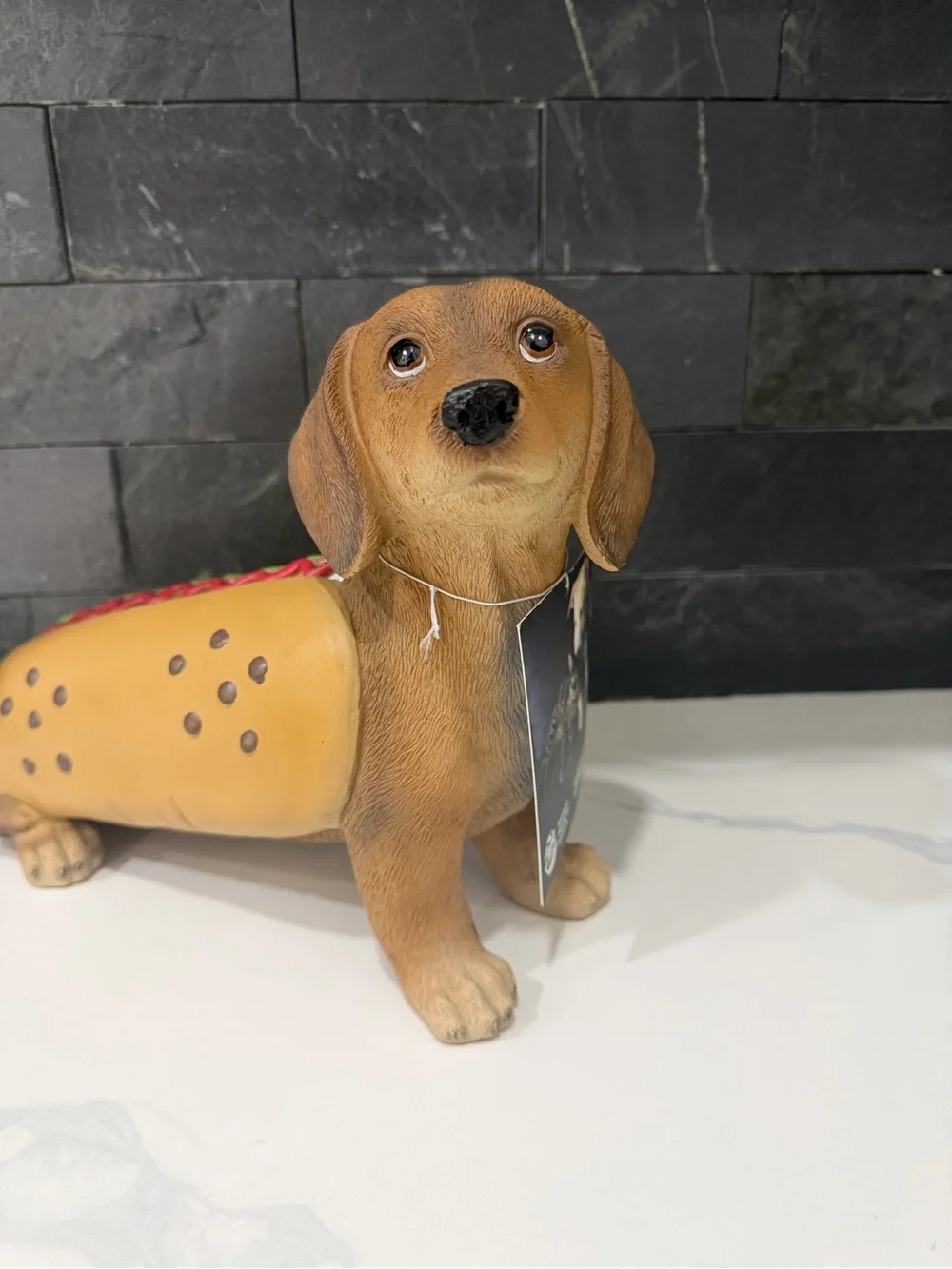 Novelty Dachshund Hot Dog Dog Figurine - Brown